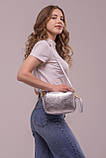 Крос-боді Takeasy Сріблястий - Італійська жіноча м’яка сумка крос-боді із натуральної замші-металлік на блискавці з підкладкою, фото 10
