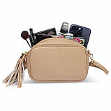 Крос-боді Takeasy Тауп - Італійська жіноча м’яка сумка крос-боді із натуральної шкіри на блискавці з підкладкою внутрішньою, фото 3