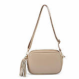 Крос-боді Takeasy Тауп - Італійська жіноча м’яка сумка крос-боді із натуральної шкіри на блискавці з підкладкою внутрішньою, фото 7