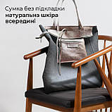 Жіноча Сумка-Шоппер на Блискавці з Натуральної Шкіри TAKEASY Блискучий бронзовий Зроблено в ІТАЛІЇ Містка М'яка Без підкладки З, фото 6