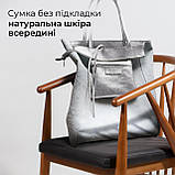 Жіноча Сумка-Шоппер на Блискавці з Натуральної Шкіри TAKEASY Блискучий срібний Зроблено в ІТАЛІЇ Містка М'яка Без підкладки З, фото 7