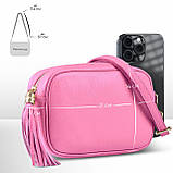 Крос-боді Takeasy Рожевий - Італійська жіноча м’яка сумка крос-боді із натуральної шкіри на блискавці з підкладкою внутрішньою, фото 3