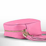 Крос-боді Takeasy Рожевий - Італійська жіноча м’яка сумка крос-боді із натуральної шкіри на блискавці з підкладкою внутрішньою, фото 4