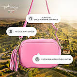 Крос-боді Takeasy Рожевий - Італійська жіноча м’яка сумка крос-боді із натуральної шкіри на блискавці з підкладкою внутрішньою, фото 6