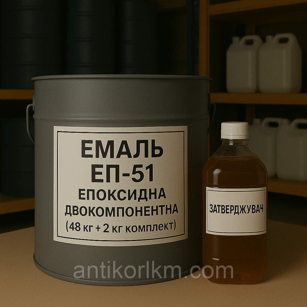 Емаль ЕП-51 Епоксидна, Двокомпонентна, (48 кг + 2 кг комплект), фото 1
