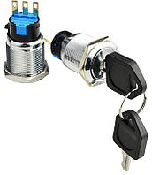 TY 19C-K11/2  Кнопка металева з ключем 2-о позиційна 1NO+1NC.