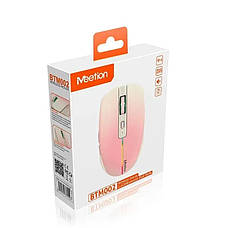 Бездротова безшумна комп'ютерна миша Mееtion BTM002 2.4G Bluetooth 1600 DPI 6кнопок RGB підсвічування Рожевий, фото 6