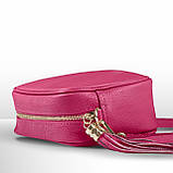 Крос-боді Takeasy Фуксія - Італійська жіноча м’яка сумка крос-боді із натуральної шкіри на блискавці з підкладкою внутрішньою, фото 4