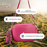 Крос-боді Takeasy Фуксія - Італійська жіноча м’яка сумка крос-боді із натуральної шкіри на блискавці з підкладкою внутрішньою, фото 6