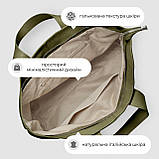 Шопер Takeasy Оливковий - Італійська жіноча м’яка сумка-шопер із натуральної шкіри з двома парами ручок на блискавці з підкладкою, фото 5