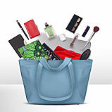 Шопер Takeasy Денім - Італійська жіноча м’яка сумка-шопер із натуральної шкіри з двома парами ручок на блискавці з підкладкою, фото 4