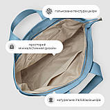 Шопер Takeasy Денім - Італійська жіноча м’яка сумка-шопер із натуральної шкіри з двома парами ручок на блискавці з підкладкою, фото 5