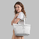 Шопер Takeasy Білий - Італійська жіноча м’яка сумка-шопер із натуральної шкіри з двома парами ручок на блискавці з підкладкою, фото 2