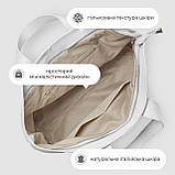 Шопер Takeasy Білий - Італійська жіноча м’яка сумка-шопер із натуральної шкіри з двома парами ручок на блискавці з підкладкою, фото 5