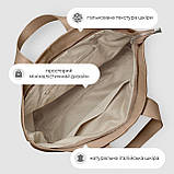 Шопер Takeasy Тауп - Італійська жіноча м’яка сумка-шопер із натуральної шкіри з двома парами ручок на блискавці з підкладкою, фото 5