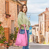 Хобо Takeasy Рожевий - Італійська жіноча м’яка сумка-хобо із натуральної шкіри без підкладки на блискавці (011943-pin-D101), фото 7