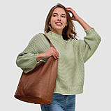 Хобо Takeasy Коричневий - Італійська жіноча м’яка сумка-хобо із натуральної шкіри без підкладки на блискавці (011943-bro-D17), фото 2