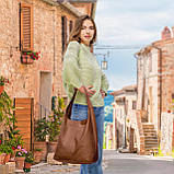 Хобо Takeasy Коричневий - Італійська жіноча м’яка сумка-хобо із натуральної шкіри без підкладки на блискавці (011943-bro-D17), фото 7