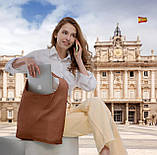 Хобо Takeasy Коричневий - Італійська жіноча м’яка сумка-хобо із натуральної шкіри без підкладки на блискавці (011943-bro-D17), фото 8