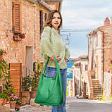 Хобо Takeasy Зелений - Італійська жіноча м’яка сумка-хобо із натуральної шкіри без підкладки на блискавці (011943-grn-D100), фото 7