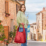 Хобо Takeasy Червоний - Італійська жіноча м’яка сумка-хобо із натуральної шкіри без підкладки на блискавці (011943-red-D58), фото 7