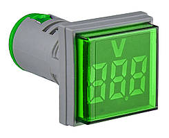 Світлосигнальна арматура з індикатором напруги (АС) серії U-ADM-V ᴓ22мм, квадратна, зелена