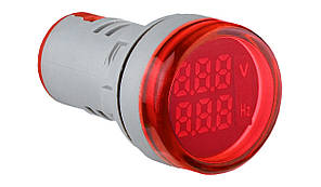 Світлосигнальна арматура з індикатором напруги (АС) та частоти серії U-ADM-VHz ᴓ22мм, кругла, червона