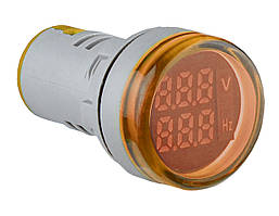 Світлосигнальна арматура з індикатором напруги (АС) та частоти серії U-ADM-VHz ᴓ22мм, кругла, жовта