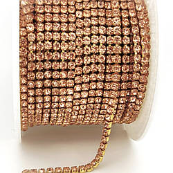 Стразовий ланцюг ss8 (2,5 мм) 1 м LCT Сhampagne Rose gold