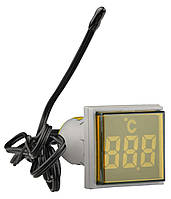 Світлосигнальна арматура з індикатором температури серії U-ADM-T ᴓ22мм, квадратна, жовта