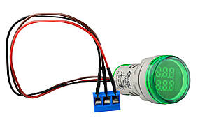 Світлосигнальна арматура з індикатором-лічильником серії U-ADM-С ᴓ22мм, кругла, зелена