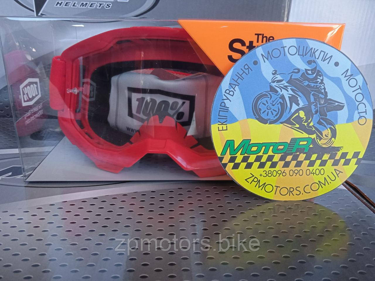 Мото окуляри, окуляри 100% STRATA 2 Goggle Red - Clear Lens tk389