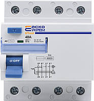 Пристрій захисного відключення  UTrust 3P+N 40А 30mА АС