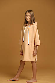 Дитяча сукня туніка худі на весну та літо для дівчинки колір персиковий 128 розмір.