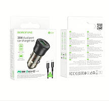АЗП BOROFONE BZ25 (PD20W+QC3.0/1Type-C/1USB/3A/38W) + Type-C-Type-C (Чорний)