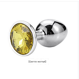 Металева анальна пробка 7 см з обмежувачем каменем, сріблястий Плаг для аналу, Інтимні іграшки для анусу, фото 2