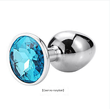 Металева анальна пробка 7 см з обмежувачем каменем, сріблястий Плаг для аналу, Інтимні іграшки для анусу, фото 3