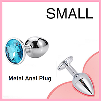 Металева анальна пробка 7 см з обмежувачем каменем, сріблястий Плаг для аналу, Інтимні іграшки для анусу