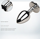 Металева анальна пробка 7 см з обмежувачем каменем, сріблястий Плаг для аналу, Інтимні іграшки для анусу, фото 6