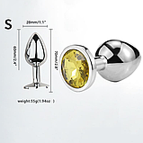 Металева анальна пробка 7 см з обмежувачем каменем, сріблястий Плаг для аналу, Інтимні іграшки для анусу, фото 5