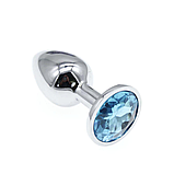 Металева анальна пробка 7 см з обмежувачем каменем, сріблястий Плаг для аналу, Інтимні іграшки для анусу, фото 7