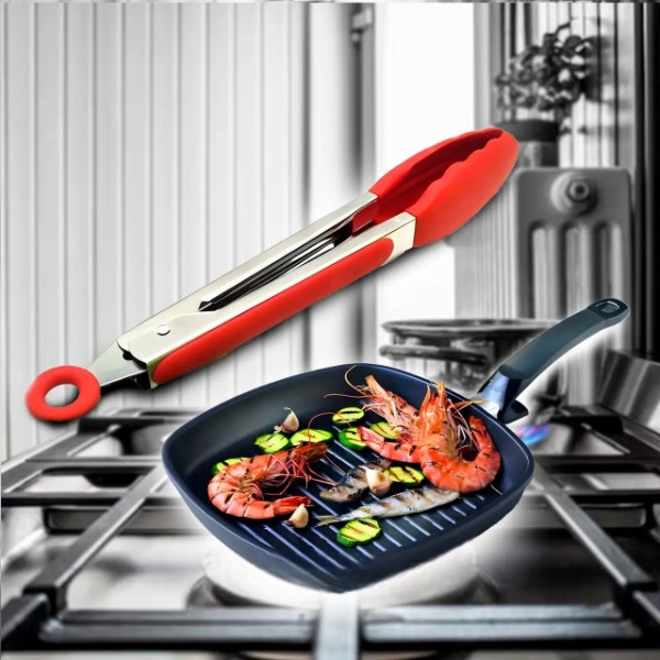 Щипці силіконові кухонні BN-917 Червоні, фото 1