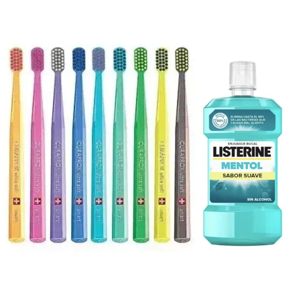 Зубная щетка Curaprox CS Smart 7600 з 5 років та дорослих + ополіскувач LISTERINE mentol Sabor Suave 0% alc.