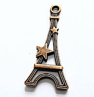 Підвіски металеві Finding Кулон Ейфелева вежа зірки Париж Мідний 29 мм x 13 мм