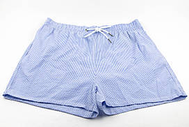 Оптом чоловічі пляжні шорти для купання та прогулянок (арт. 25-15-21/2) блакитного кольору принт-смужка 48-56рр.