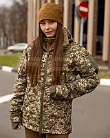 Куртка зимова жіноча Hunter Softshell Хижак флісова підкладка, піксель G-0822, водовідштовхувальна, тактична, ЗСУ