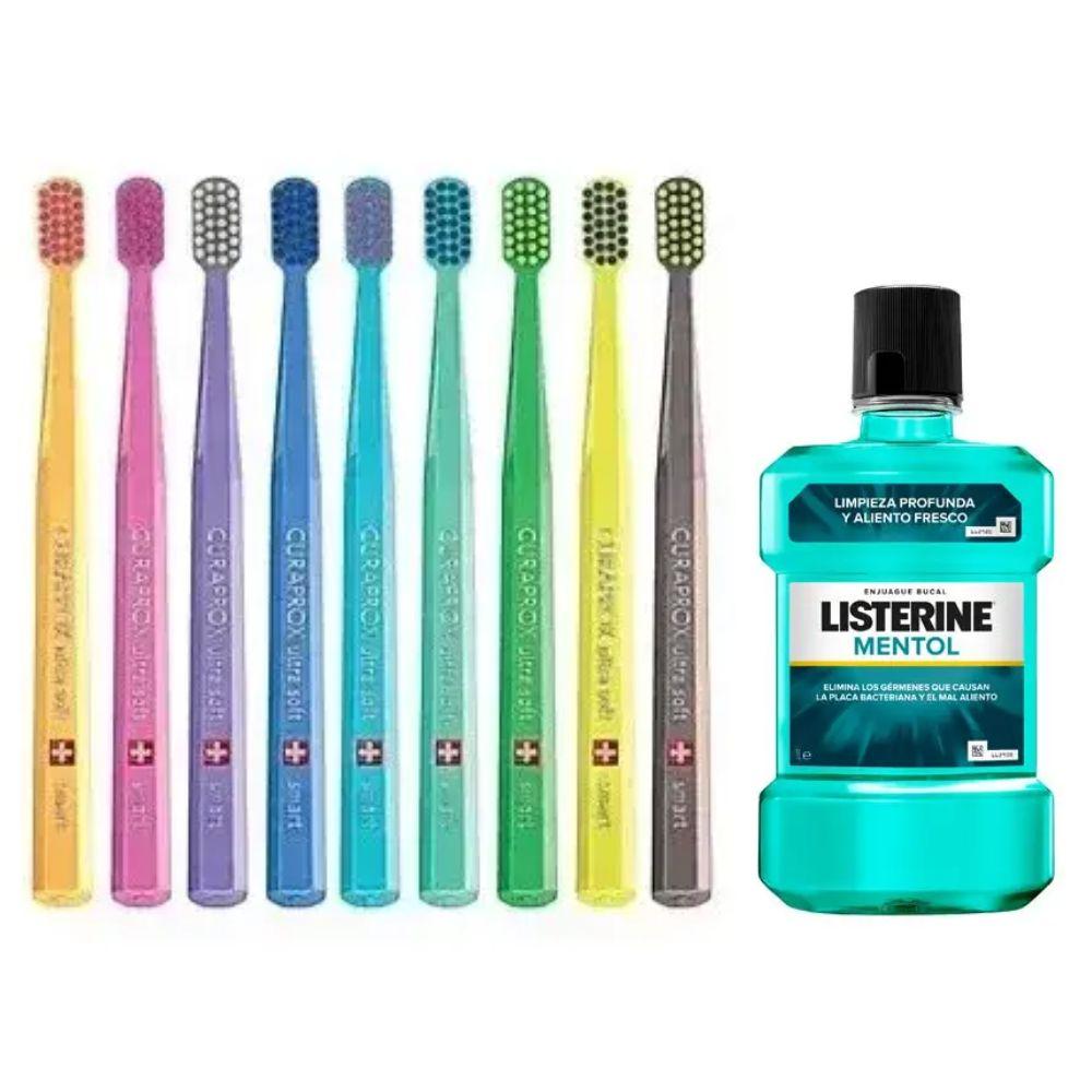 Зубная щетка Curaprox CS Smart 7600 з 5 років та дорослих + ополіскувач LISTERINE mentol (250 мл)