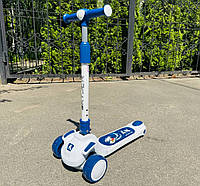 Дитячий самокат 3х колісний для хлопчика з підсвічуванням коліс та мелодіями на УКРАЇНСЬКІЙ МОВІ Дитячі самокати