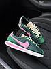 Жіночі кросівки Nike Cortez Green Pink Найк Кортез зелені з рожевим нейлон шкіра замша весна літо, фото 7