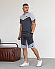 Чоловічий костюм літній Nike Найк футболка шорти Комплект сірий спортивний бавовна, фото 8